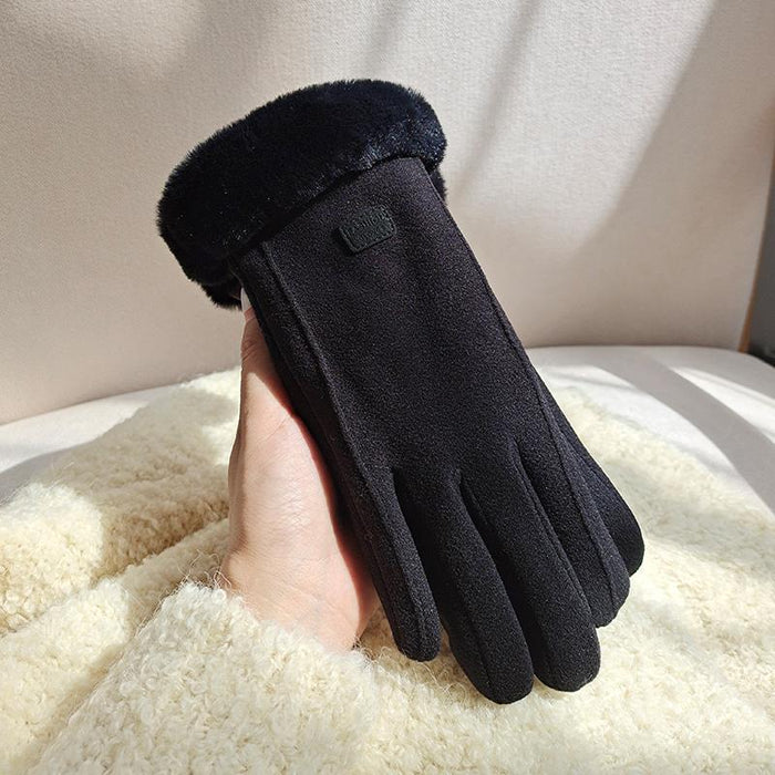 Snugleigh Faux Fur Cuff Winter Gloves with Cat Face Embroidery
