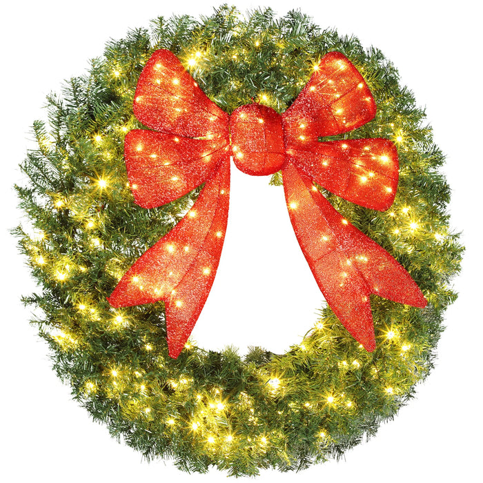 Snugleigh Giant 48in Pre-Lit Christmas Wreath with Red Bow