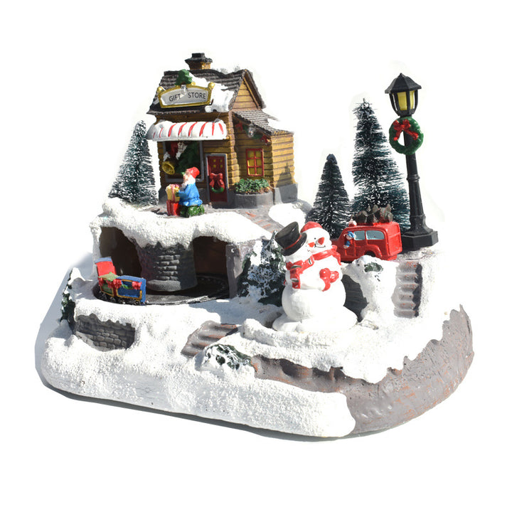 Animated Christmas Village With LED Lights And Music
