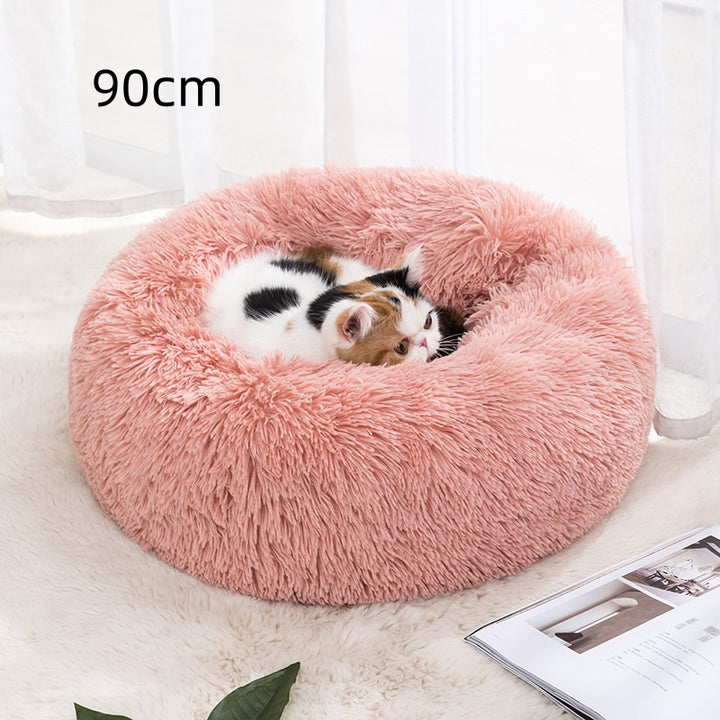 Round Winter Warm Pet Bed In Soft Cloth, 30 To 100cm