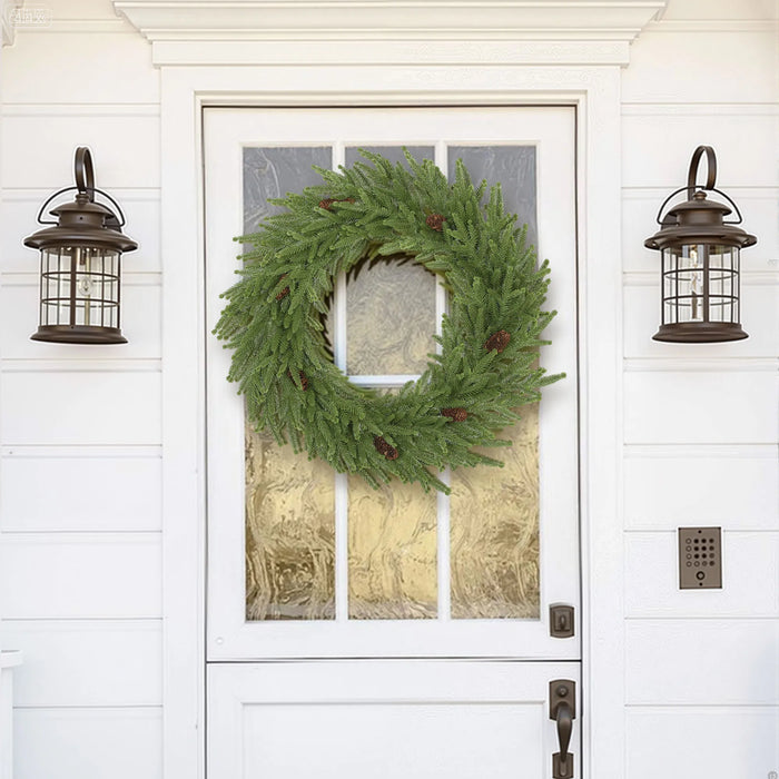 Snugleigh Rustic Norfolk Pine Christmas Wreath with Pine Cones