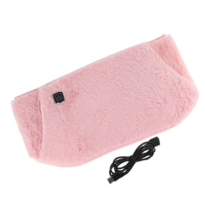 Grey plush heated waist belt with pocket