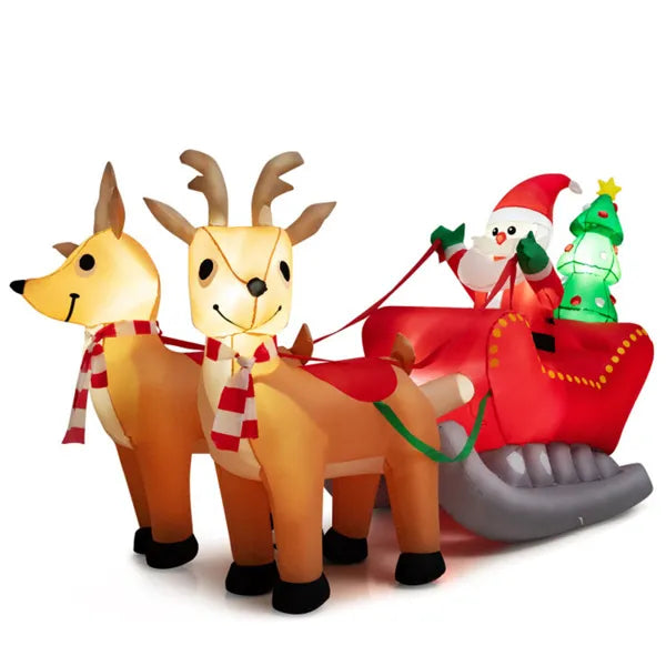 Snugleigh Inflatable Santa on Sleigh with Two Reindeer, 7.2ft