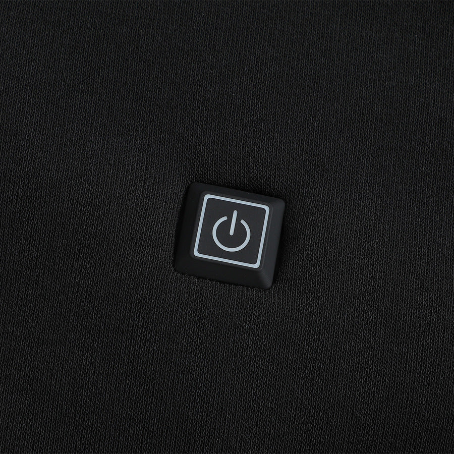 Man wearing black USB heated hoodie