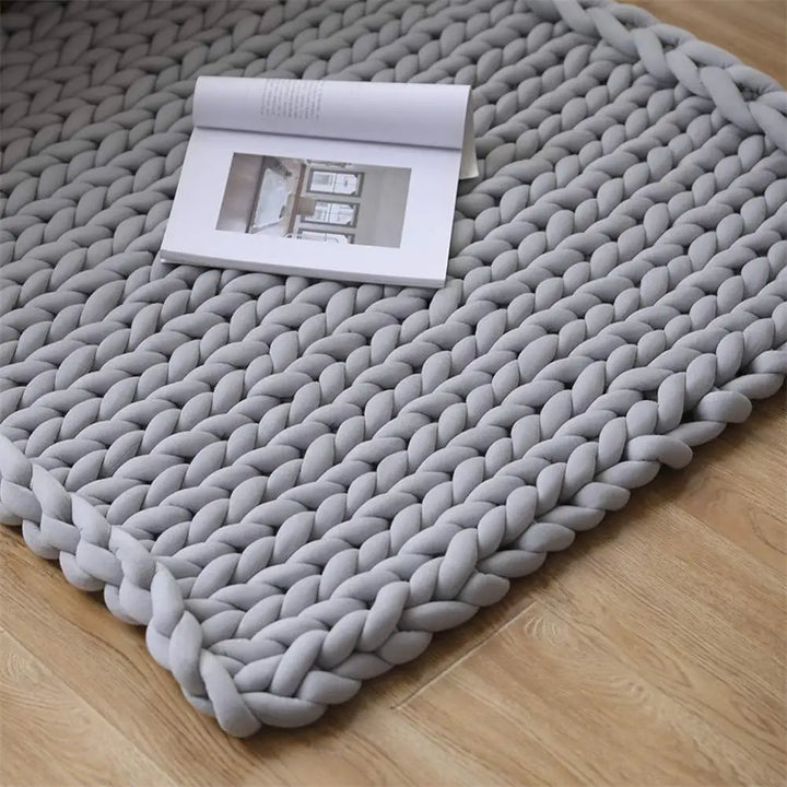 Chunky Knit Throw Handmade Weighted Blanket - SUPER COSY &amp; CALMING BLANKET