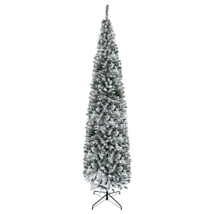 Tall slim snowy pencil tree, unlit