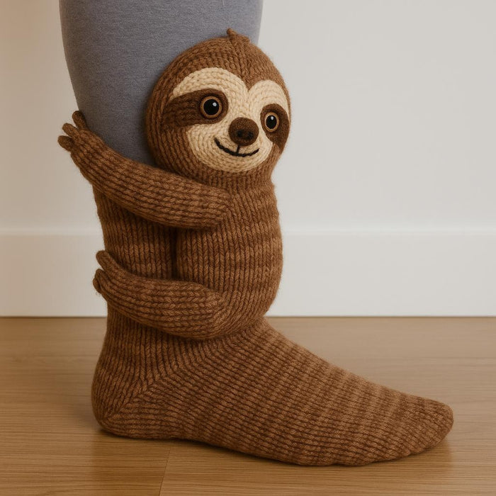 Snugleigh Knit Socks with a 3D Crochet Animal Hug