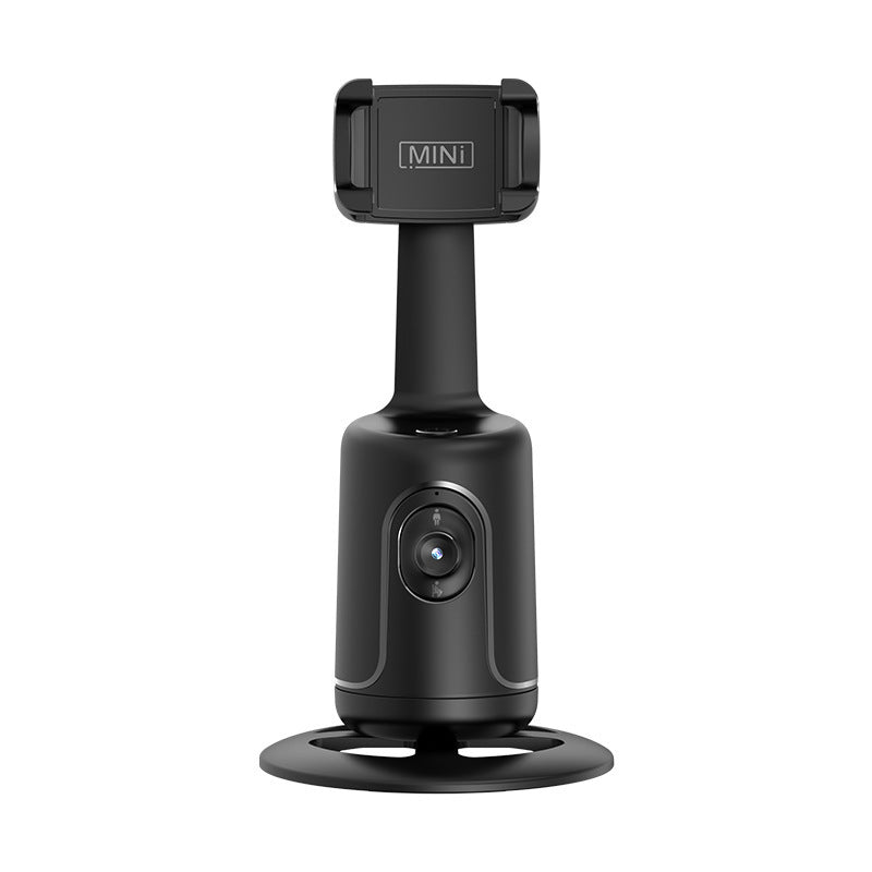Face-tracking phone holder rotating with phone