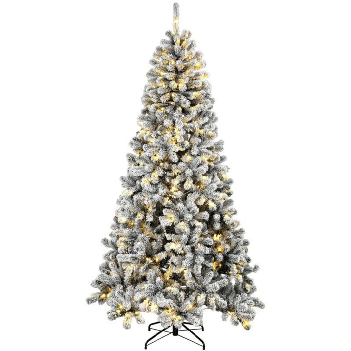 Flocked Northern pine with warm lights