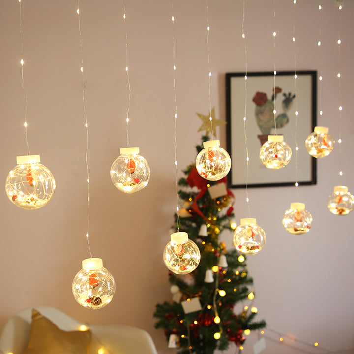 Christmas Curtain LED Fairy Lights Santa Gift Tree Designs