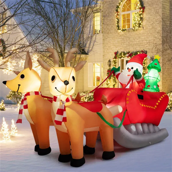 Inflatable Santa sleigh with two reindeer