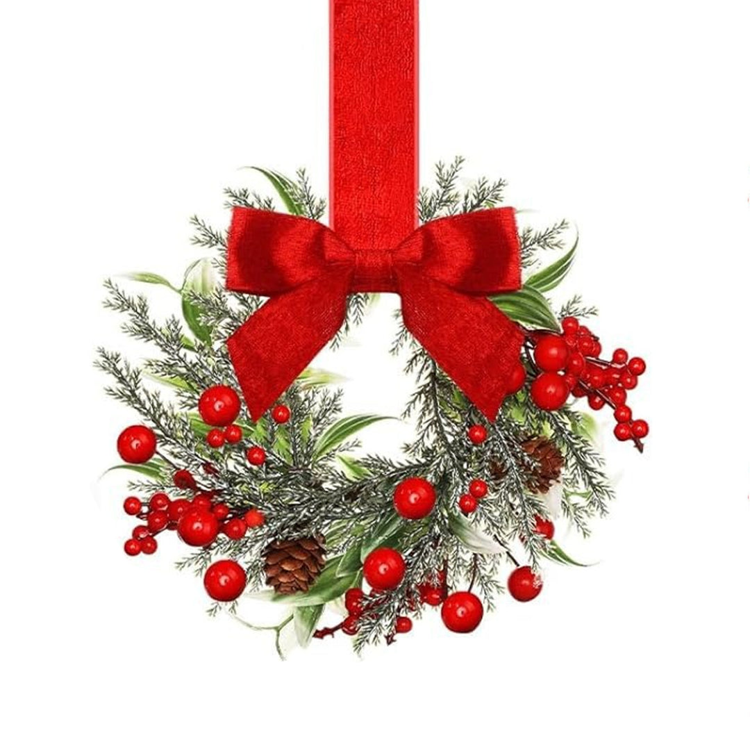 Small Christmas wreath with red ribbon bow