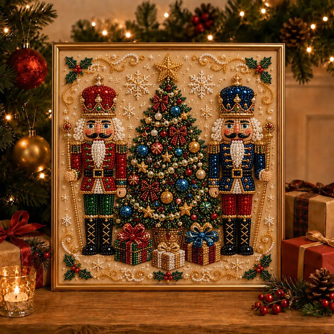 Christmas pearl diamond painting with gnome design