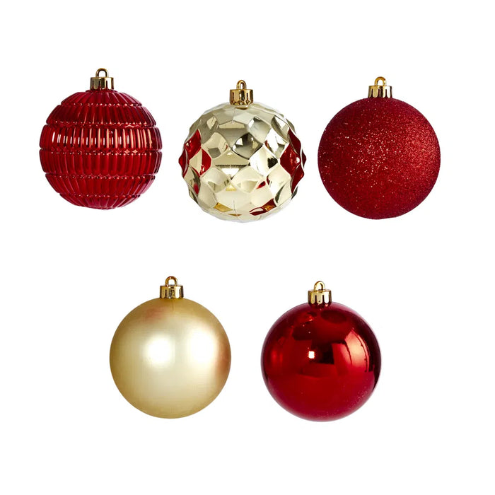 Snugleigh Shatterproof Christmas Baubles 80 mm, Set of 40 Red and Gold