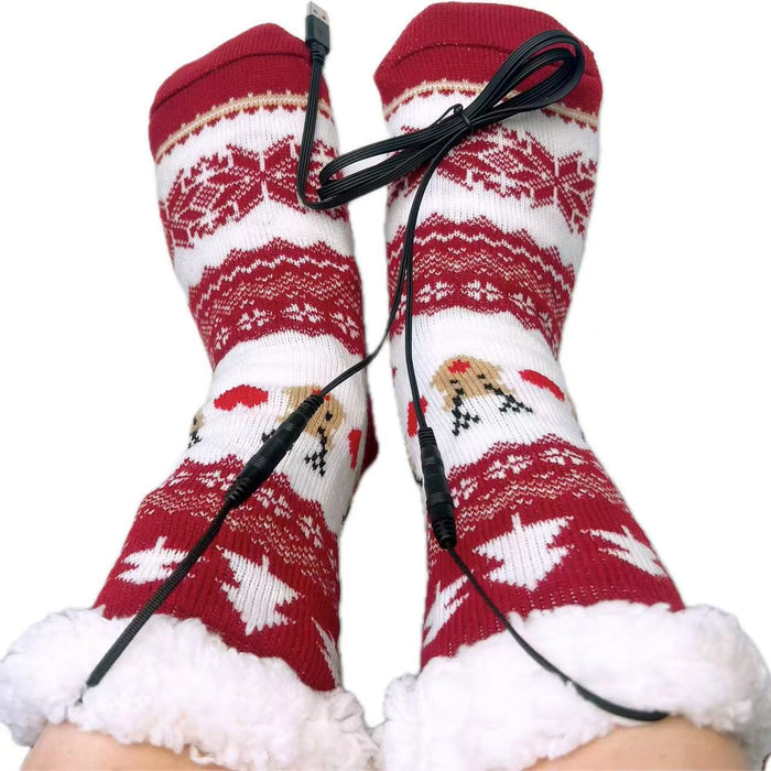 Snugleigh Heated Christmas socks with USB and sherpa lining