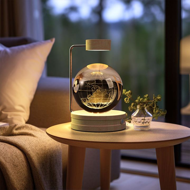 Crystal ball lamp with engraved 3D design