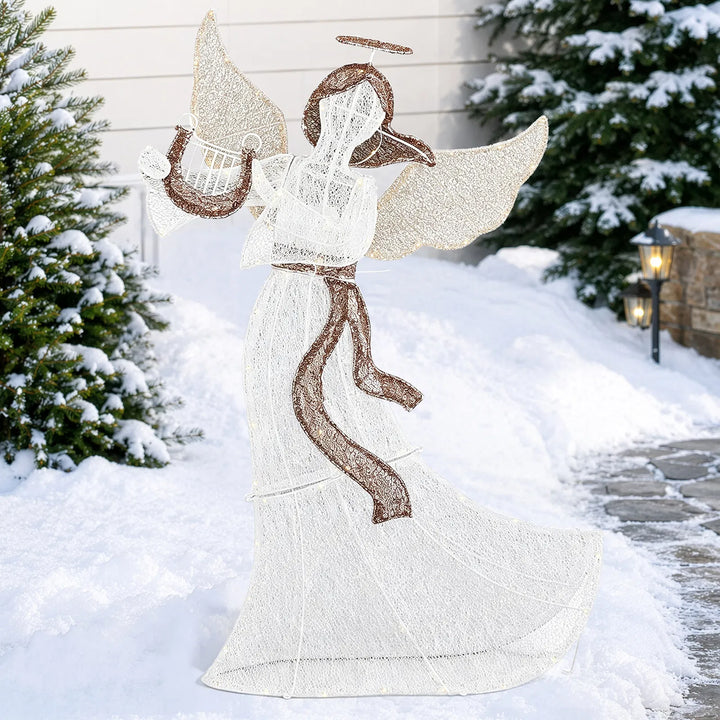 Fabric Christmas angel with moving wings