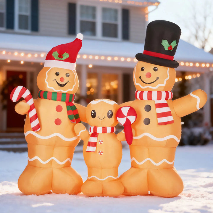 Inflatable gingerbread family of three figures