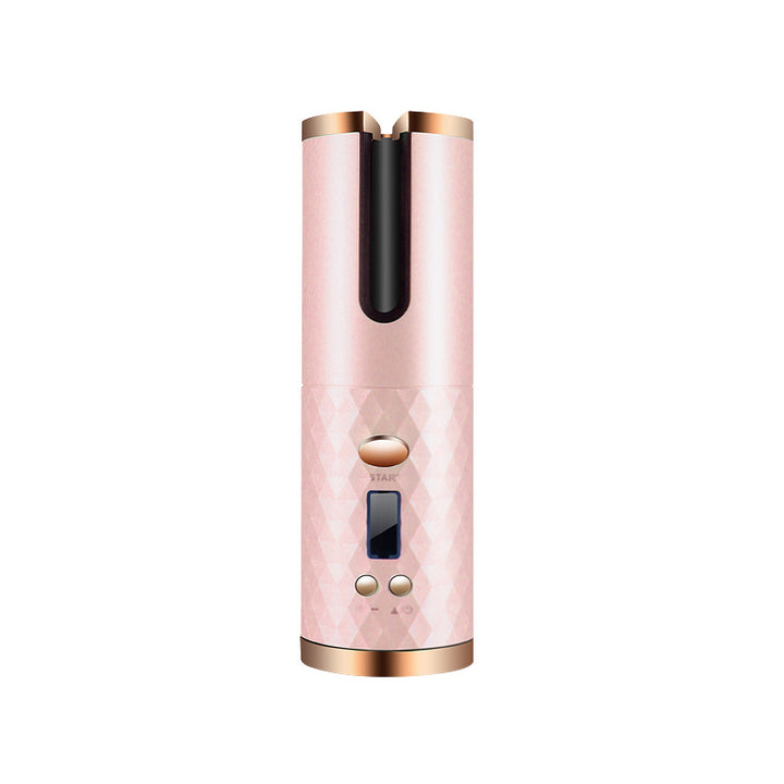 Cordless automatic hair curler with LCD