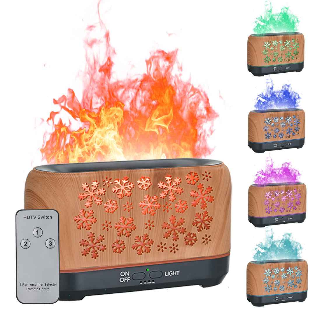 Snowflake flame diffuser with orange mist