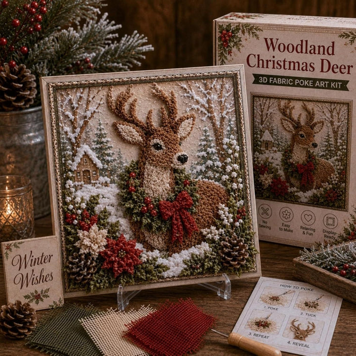 3D fabric poke art Christmas picture in frame