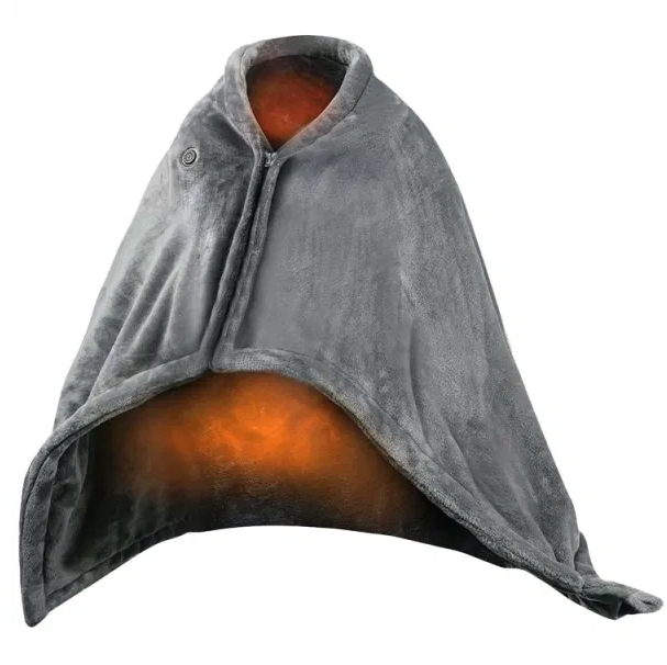 Snugleigh USB heated shawl with zip – 150 x 80 cm flannel wrap, 3 heat settings