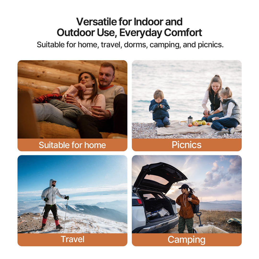 Heated Throw Blanket - USB Powered, 3-Speed Warmth, Sherpa Fleece
