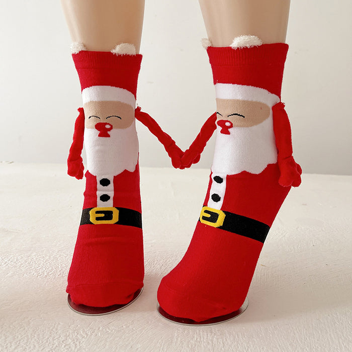 Snugleigh Christmas Couple Socks with Magnetic Holding Hands