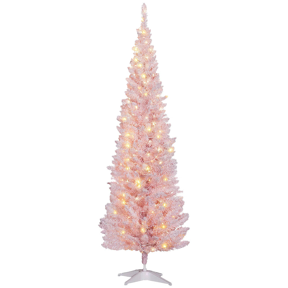 Pink pencil tree with soft warm lights
