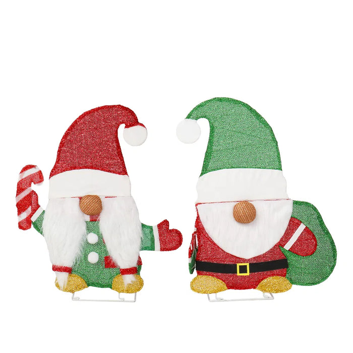 Snugleigh Set of 2 Light-Up Christmas Gnomes for Garden