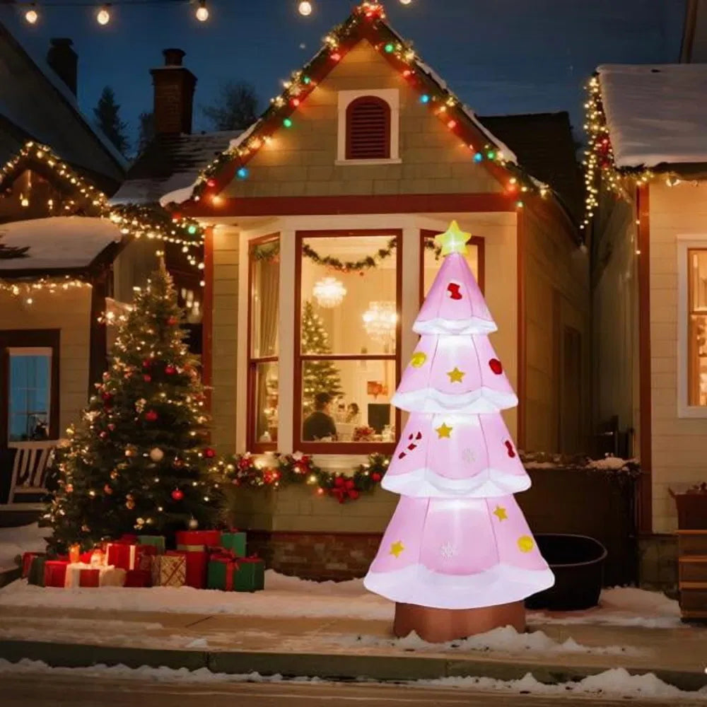 Giant inflatable pink Christmas tree