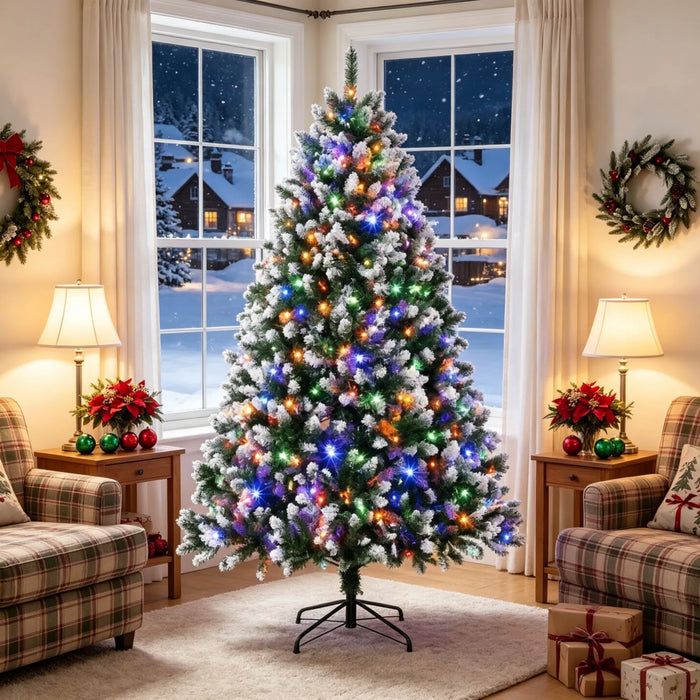 Snugleigh Snow-Tipped Christmas Tree with 400 LEDs and Remote, 7.5ft