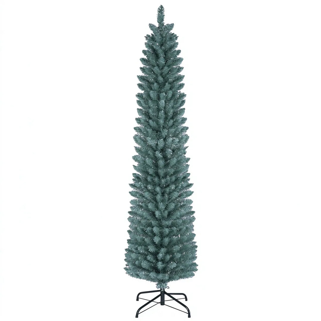 Frosted slim pencil tree with silver tips