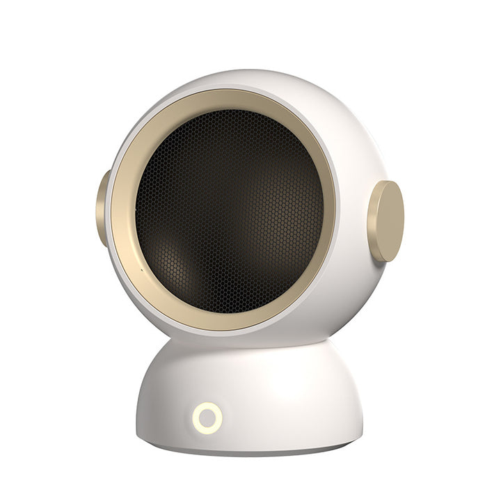 Round mini fan heater in sage green