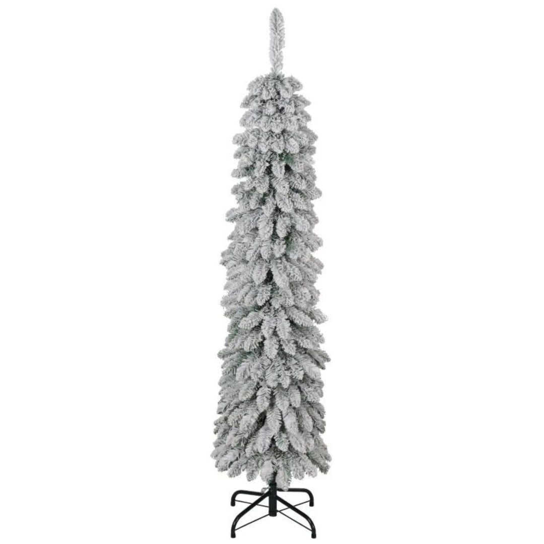 Slim white flocked tree, unlit, 5ft