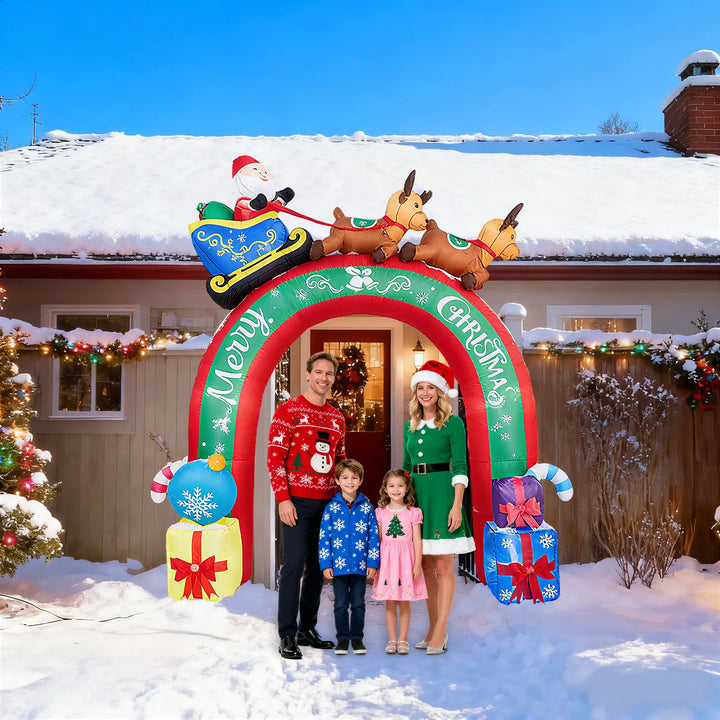 Inflatable Christmas archway with Santa sleigh