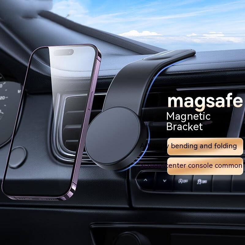 Magnetic phone mount with bendable arm on dashboard