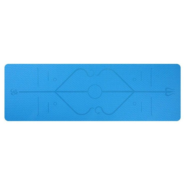 Non-slip yoga mat with alignment lines