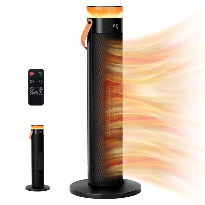 Snugleigh Black Tower Heater 1500W with LED Night Light and Remote