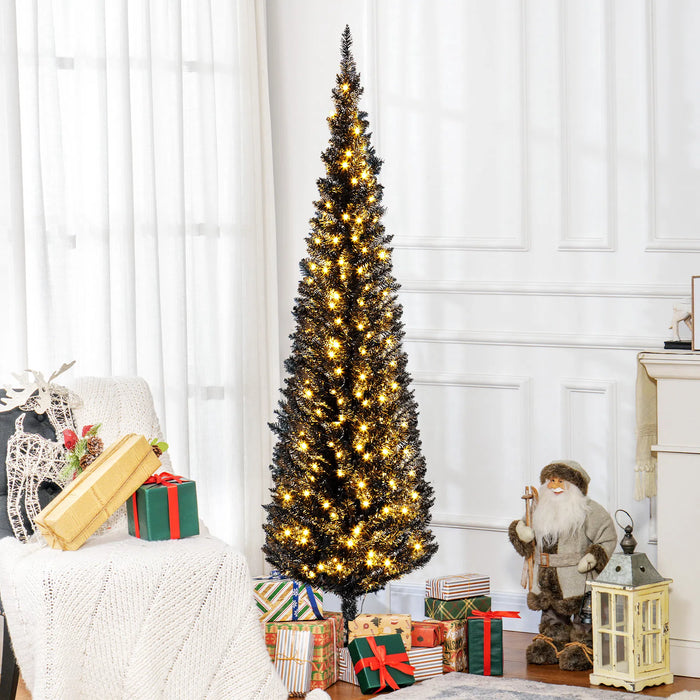 Snugleigh Black Pencil Christmas Tree with 200 Warm LEDs, 6ft
