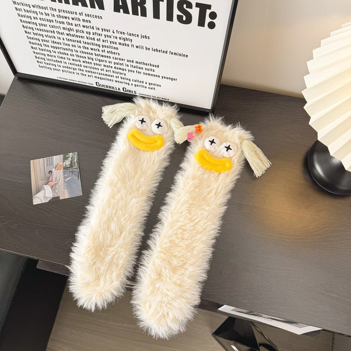Snugleigh Fluffy Monster Face Socks with Googly Eyes