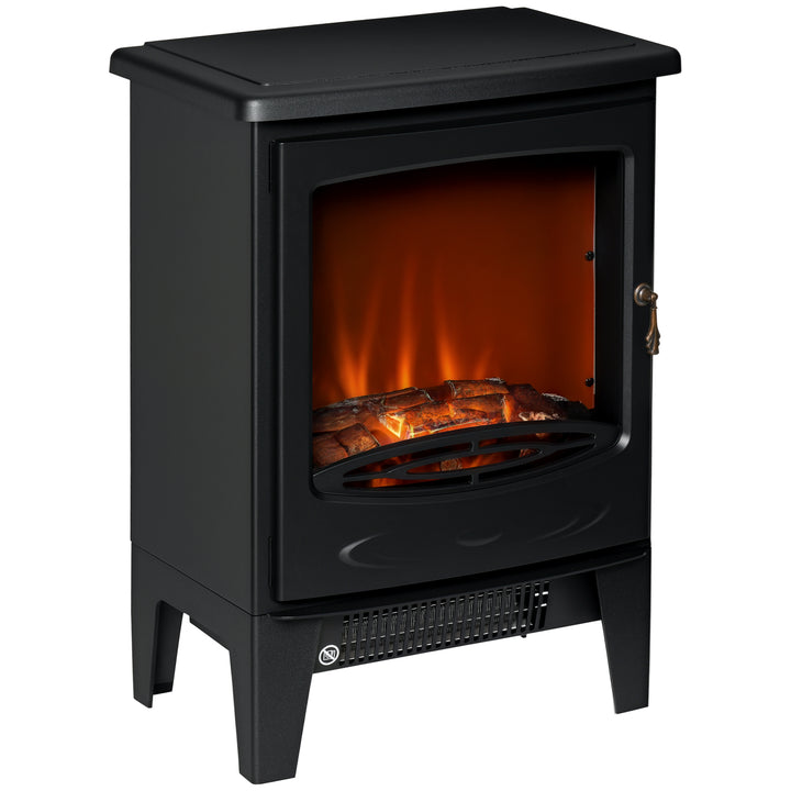 black electric stove fire with tempered glass front
