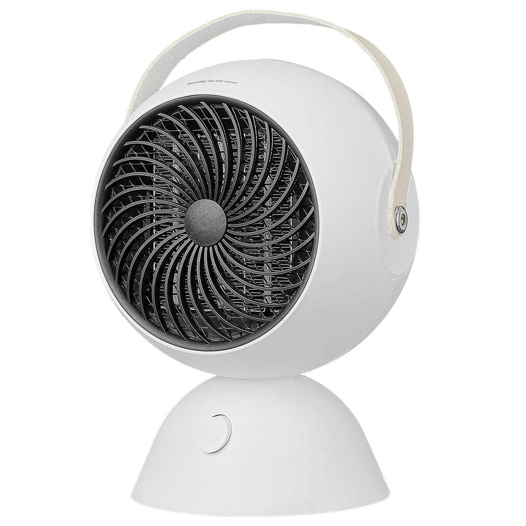 White portable fan heater with carry handle