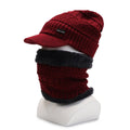 Knitted peaked beanie and neck warmer set