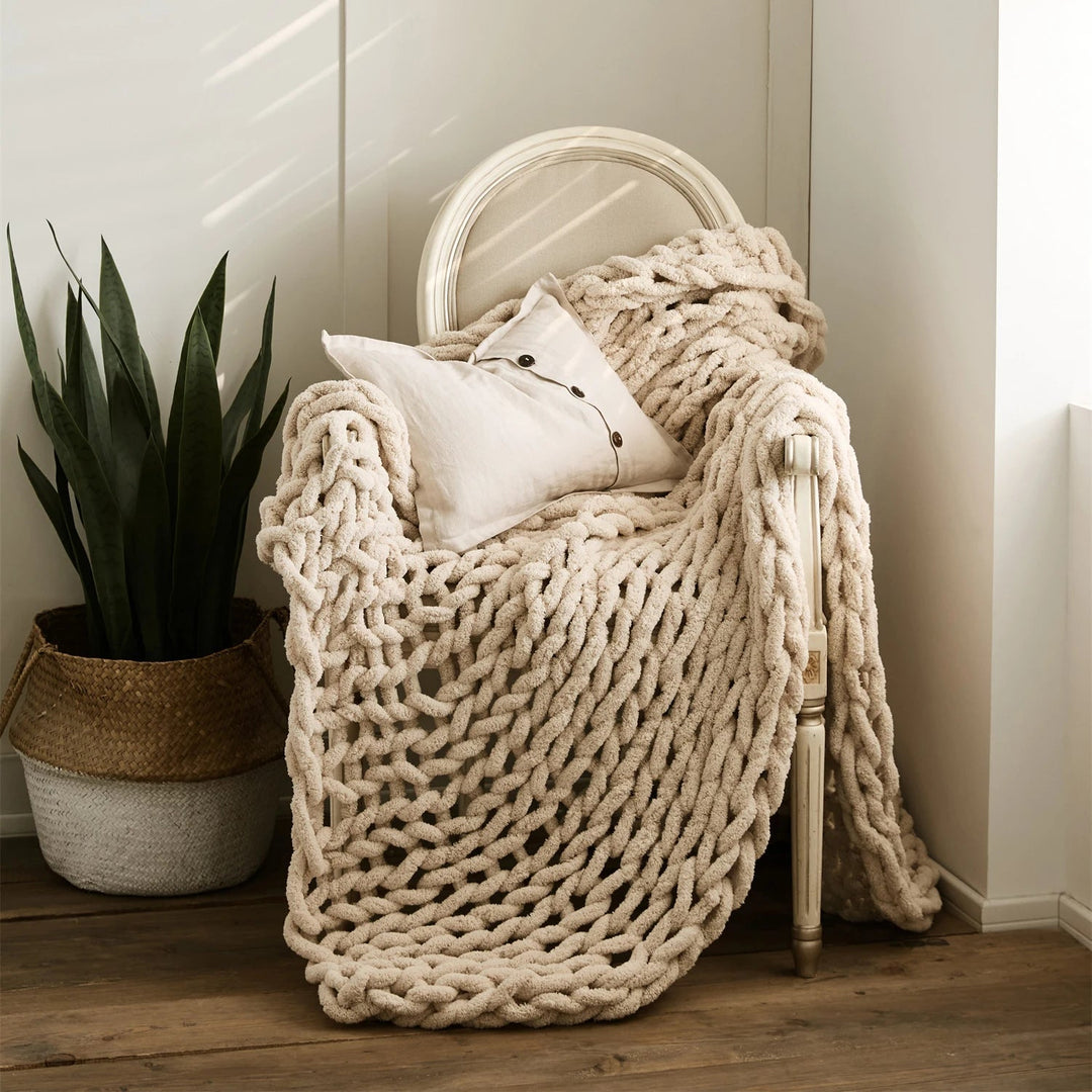 Cosy Chenille Chunky Knit Blanket Throw