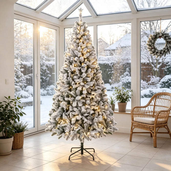 Snugleigh Snow-Flocked Fraser Fir Christmas Tree with 220 Lights