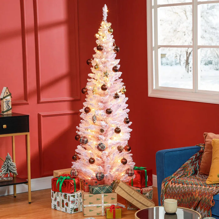 Snugleigh Pink Pencil Christmas Tree with 170 Warm LEDs, 6ft