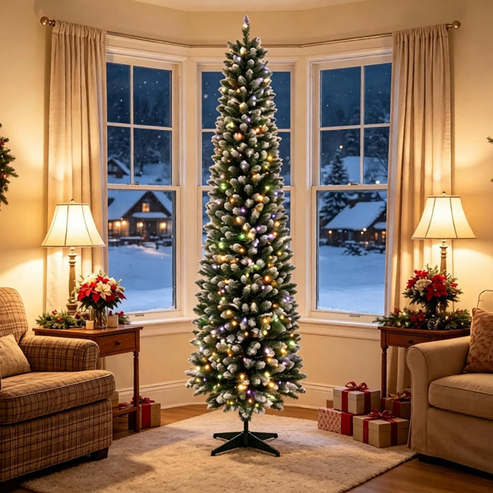 Tall frosted pencil tree with remote