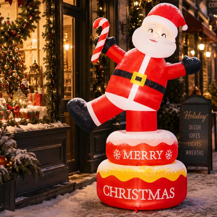 Inflatable standing Santa rotating in garden