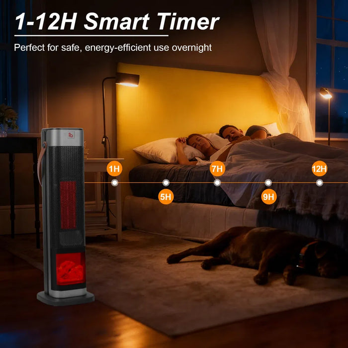 Snugleigh Tower Heater 1500W with 3D Flame Effect and Remote Control